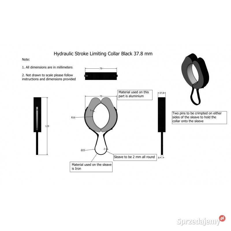 Ogranicznik skoku siłownika hydr 378mm czarny