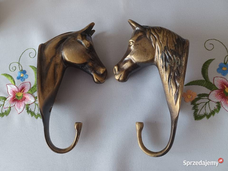 Głowa konia Mosiężny masywny wieszak Kolekcja Poznań