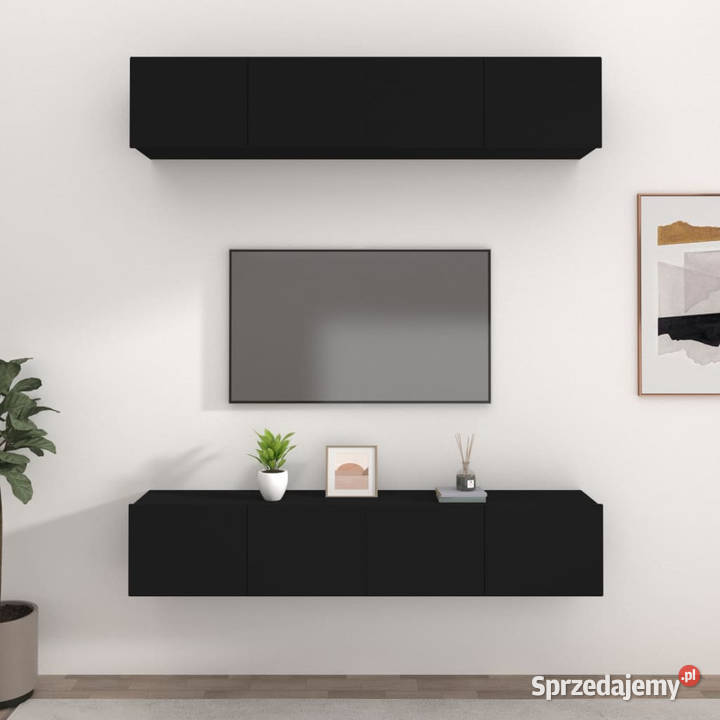 Szafki TV 4 czarne 80x30x30 materiał Warszawa