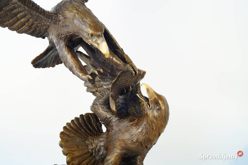DWA JASTRZĘBIE sokoły POTĘŻNA FIGURA Z BRAZU Gizałki