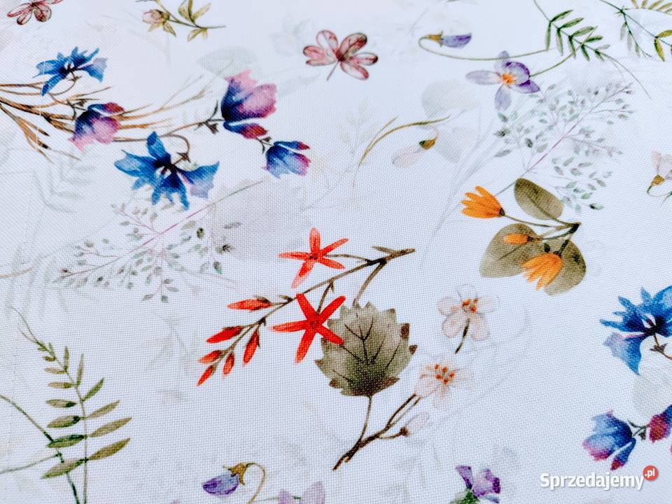 Bieżnik serweta kwiaty biały Lipnica