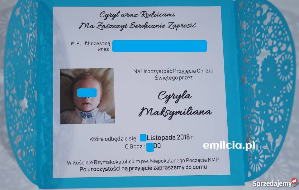 Zaproszenia ażurowe Ślub Komunia Chrzest Koperta