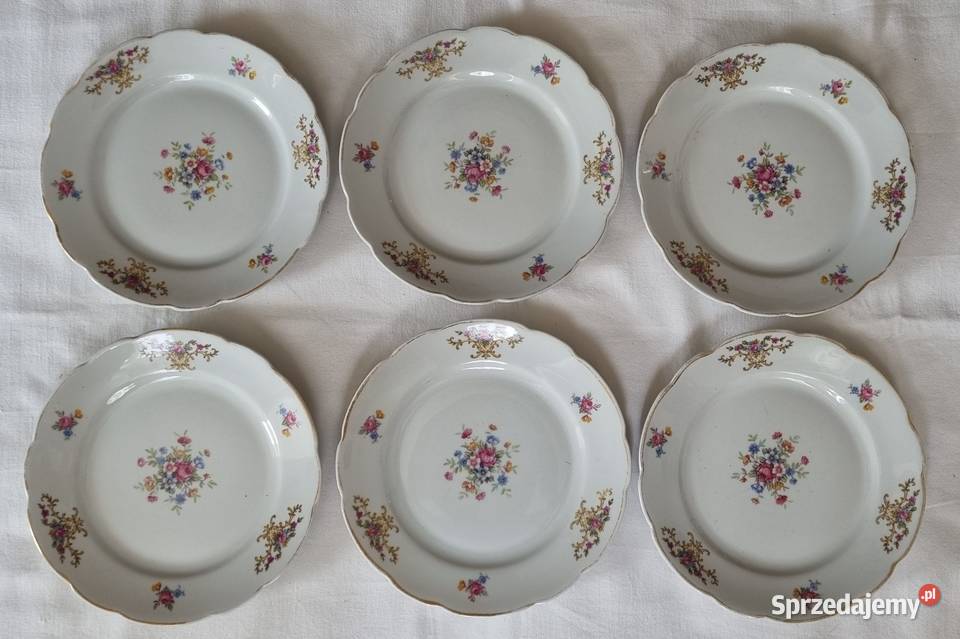 6 talerzyków deserowych porcelana Ćmielów Warszawa