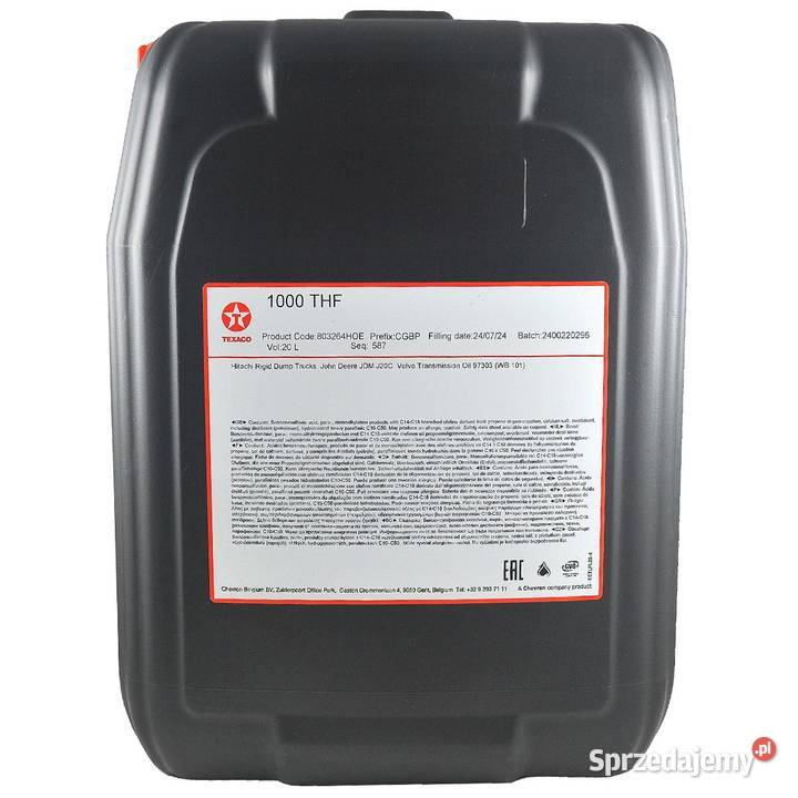 Olej hydrauliczny Texaco 1000 THF 20L Tajęcina sprzedam