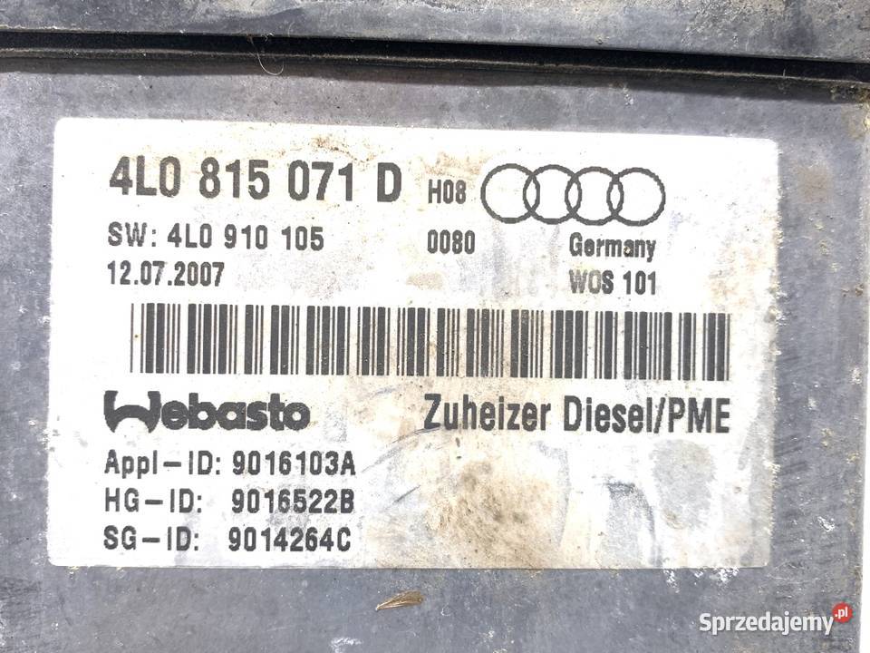 WEBASTO AUDI Q7 4L 4L0815071D SUV 30 0616 Ogrzewanie postojowe