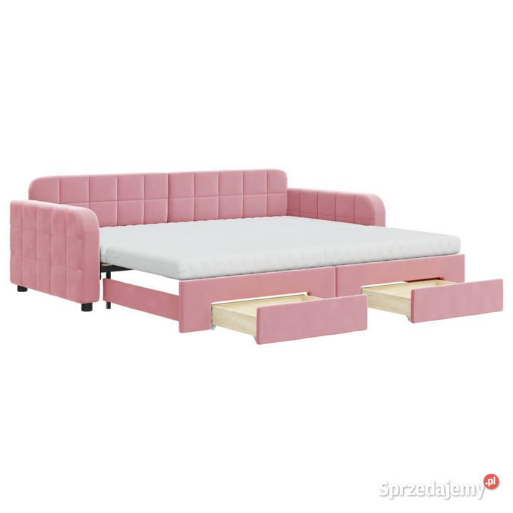 Sofa rozsuwana z szufladami różowa aksamit mazowieckie Warszawa