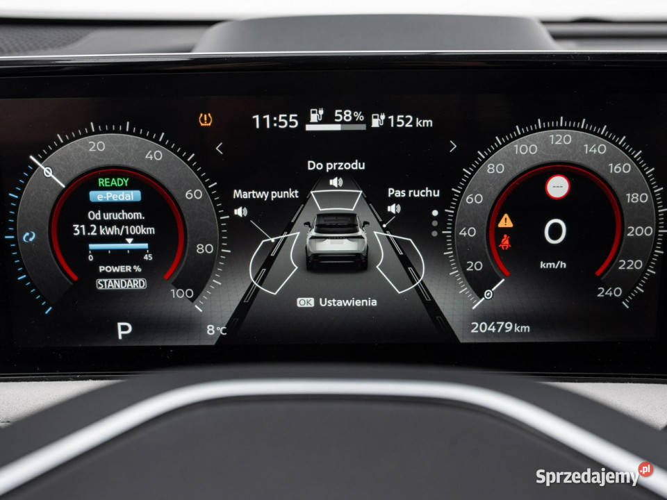 Nissan Ariya ZS052SX63kWh Evolve Szklany dach światła LED pomorskie Pępowo