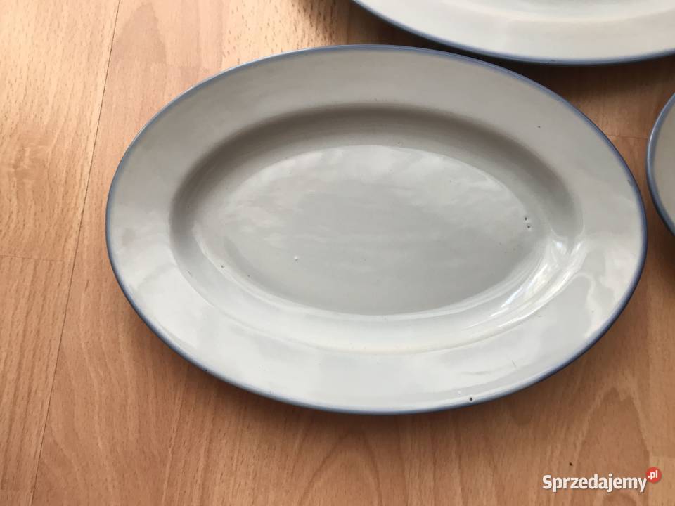 Półmiski Tułowice niebieskie lata 70 PRL 3 Łódź