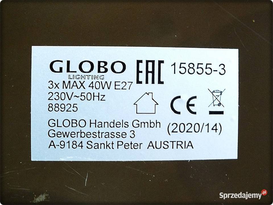 LAMPA wisząca 3 Złote Kule GLOBO Żyrandol VARUS Żary