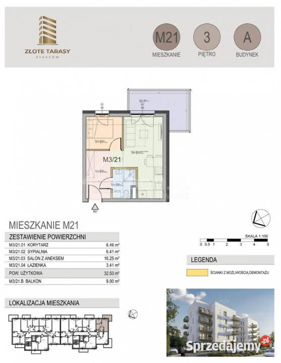 M21 3253 m 2 pokoje balkon 3 piętro