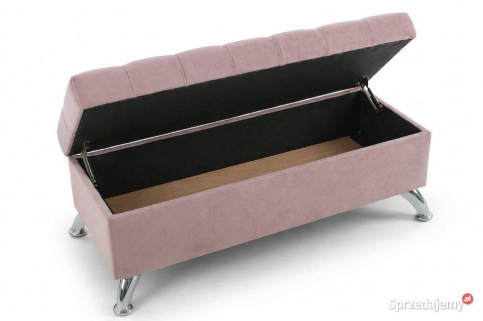 Różowa pufa ze schowkiem kryształkami 100x40