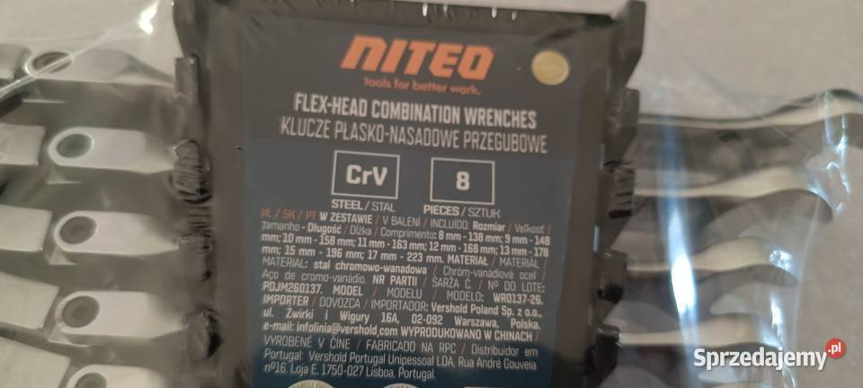NITEO klucze płaskonasadowe przegubowe