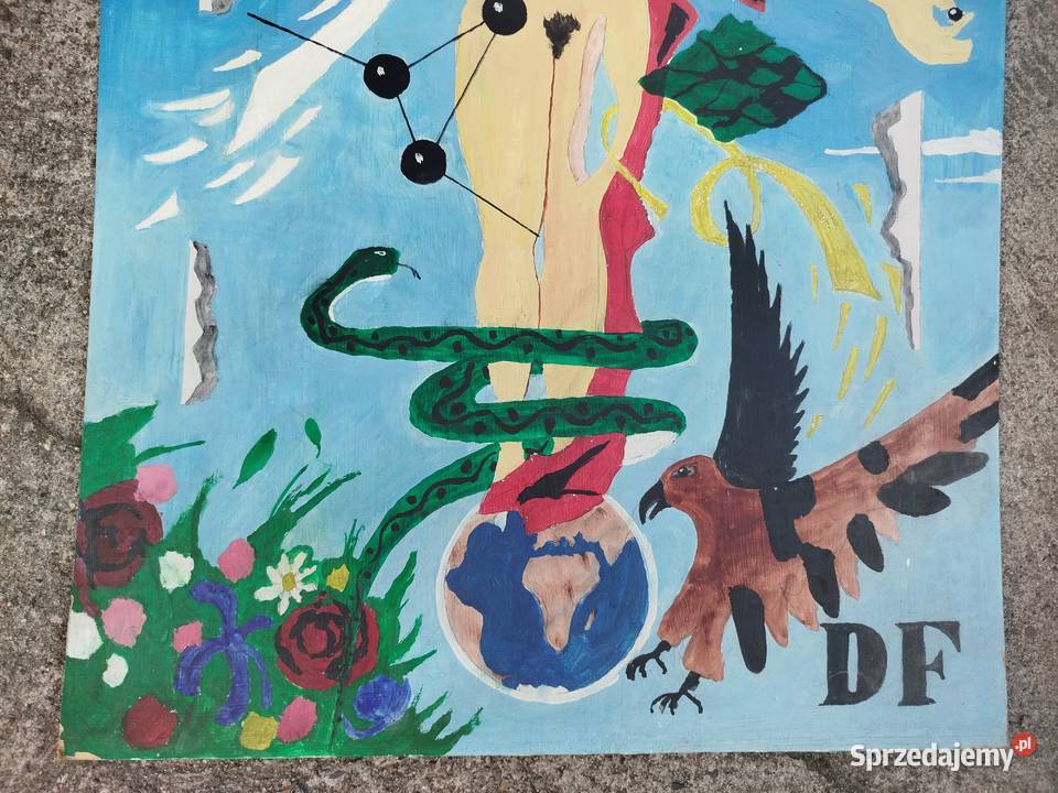 Duży obraz surrealizm symbolizm oryginał Czechy Malarstwo Opole sprzedam