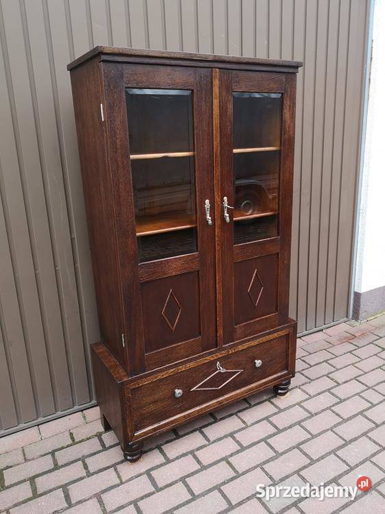 Witryna Biblioteka Serwantka Dębowa Stara Antyk Swarzędz