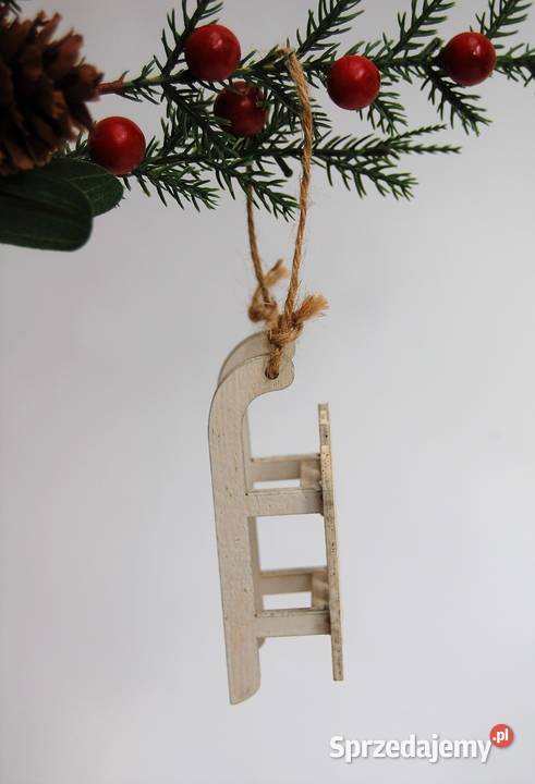 Sanki drewniana zawieszka ozdoba Finlandia biały Dekoracje i ozdoby Lublin
