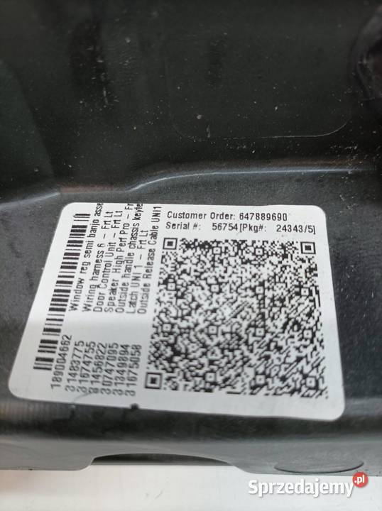 MECHANIZM SZYBY LEWY PRZÓD 31675054 Volvo S60 Rok produkcji 2019