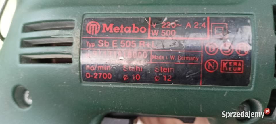 Metabo SB E 505 RL wiertarka udarowa o mocy 500 Sędziszów sprzedam