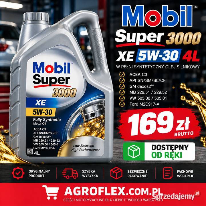 MOBIL SUPER 3000 XE 5W30 4L 169 brutto małopolskie Kochanów sprzedam