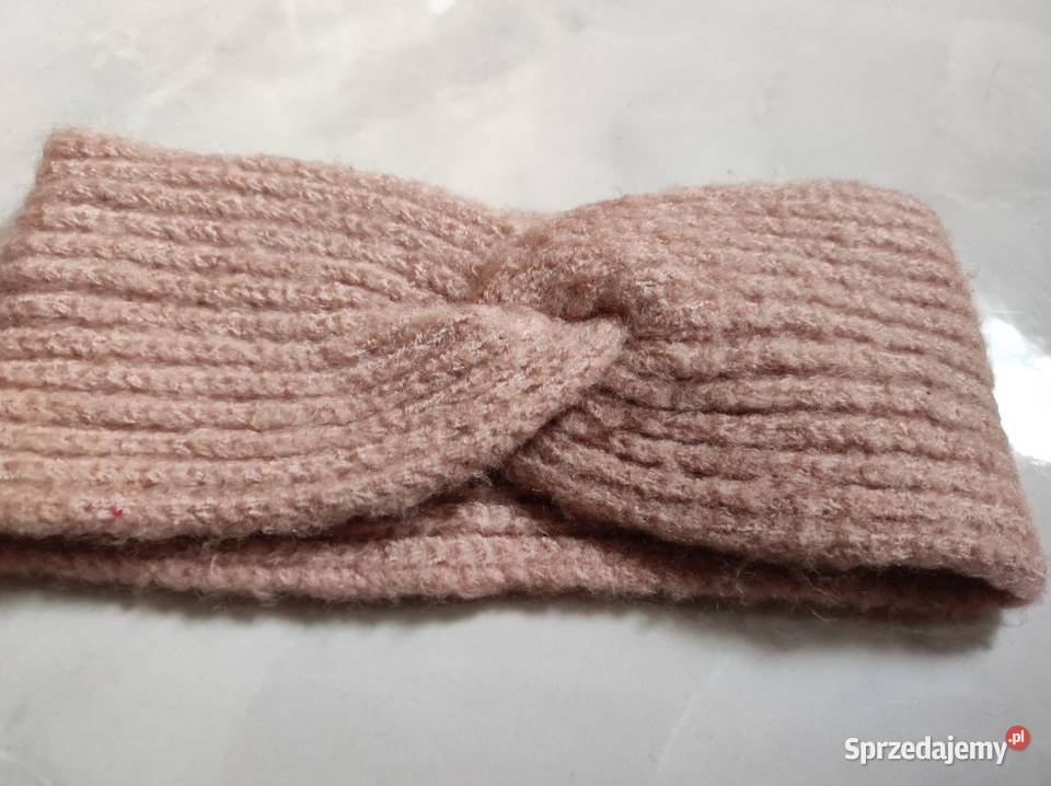 opaska na głowę uszy ciepła wełniana pleciona Kielce