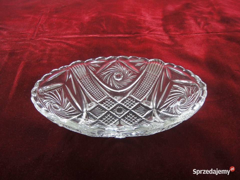 Półmisek szklany owalny zdobiony z okresu PRL świętokrzyskie Kielce