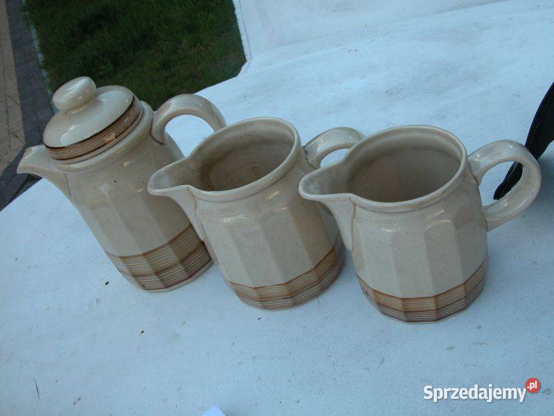 stare ceramiczne dzbanki 3 sztuki sygnowane Gorzów Wielkopolski
