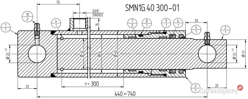 SIŁOWNIK Cylinder Hydrauliczny NURNIK 40x SKOK sprzedam