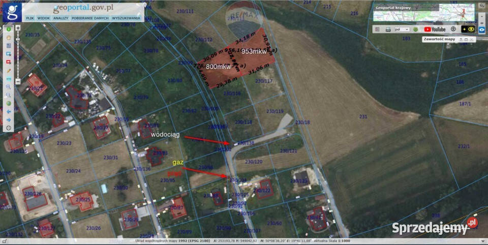 Budowlana działka w Siedlcu Krzeszowice 1753m2 Siedlec sprzedam