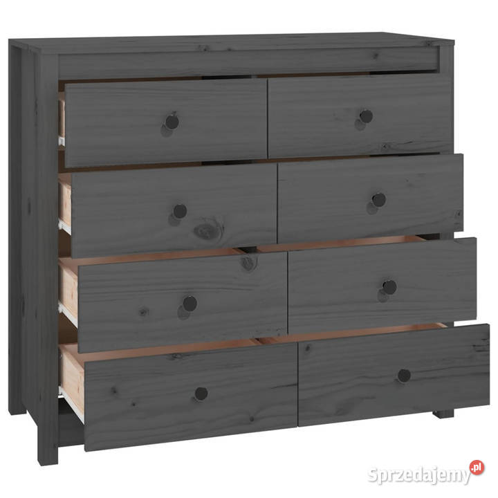 Komoda szary 100x40x90 lite drewno sosnowe