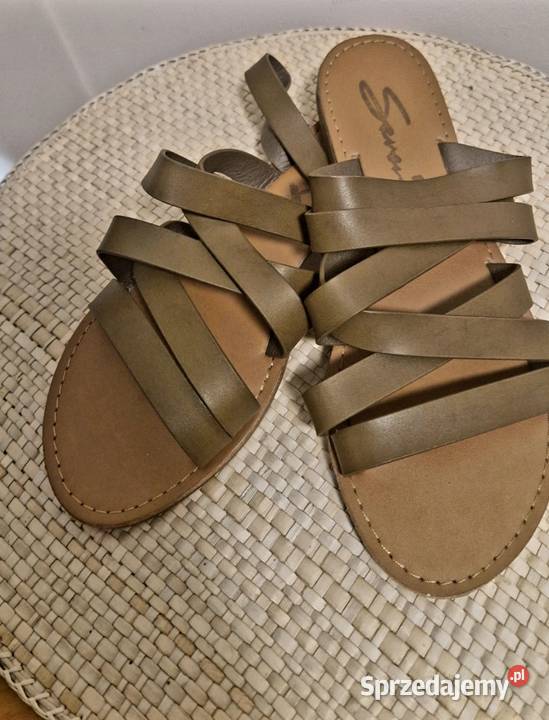 Klapki buty damskie Seven7 stan b paski khaki Lublin