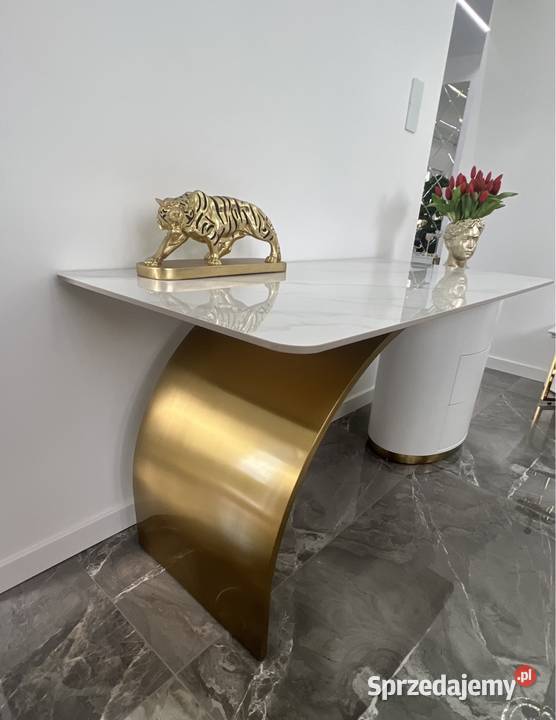Nowoczesne biurko złote białe ze stali Glamour Nowy Sącz