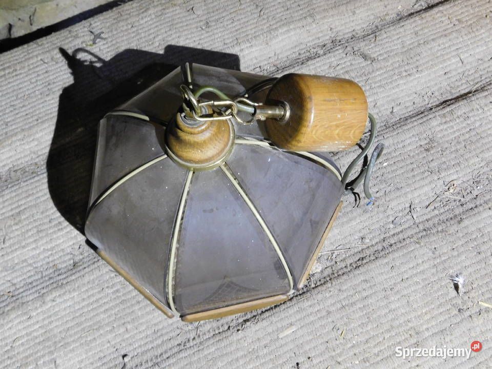 Piękny dębowy klosz wiszący PRL ozdobny Vintage małopolskie Kęty sprzedam
