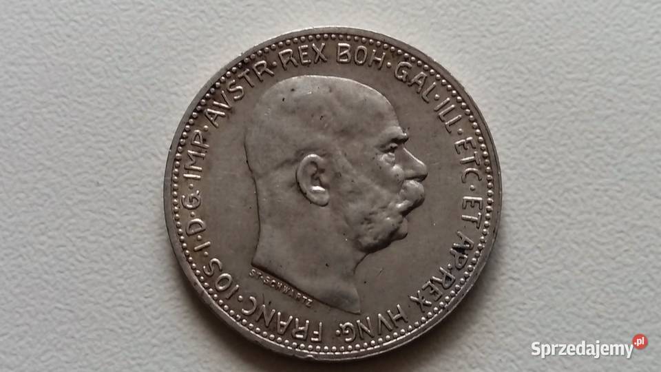 Moneta 1 korona 1915 r Franciszek Józef I Srebro Mosina