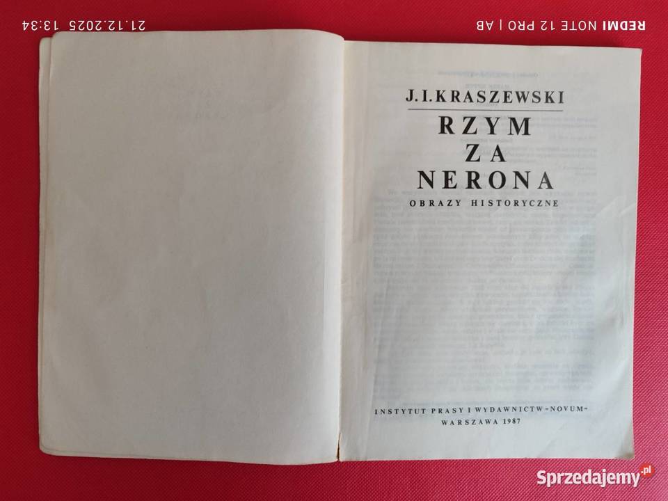 Rzym czasów Nerona J I Kraszewski wyd 1987 r Antykwariat Katowice