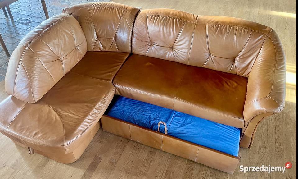Wygodny narożny wypoczynek skórzany OKAZJA
