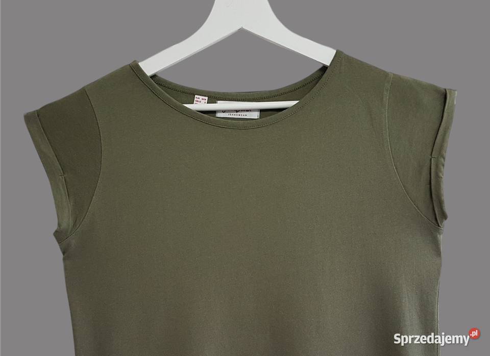 Damska bluzka bawełniana zielona z krótkim Chrzanów