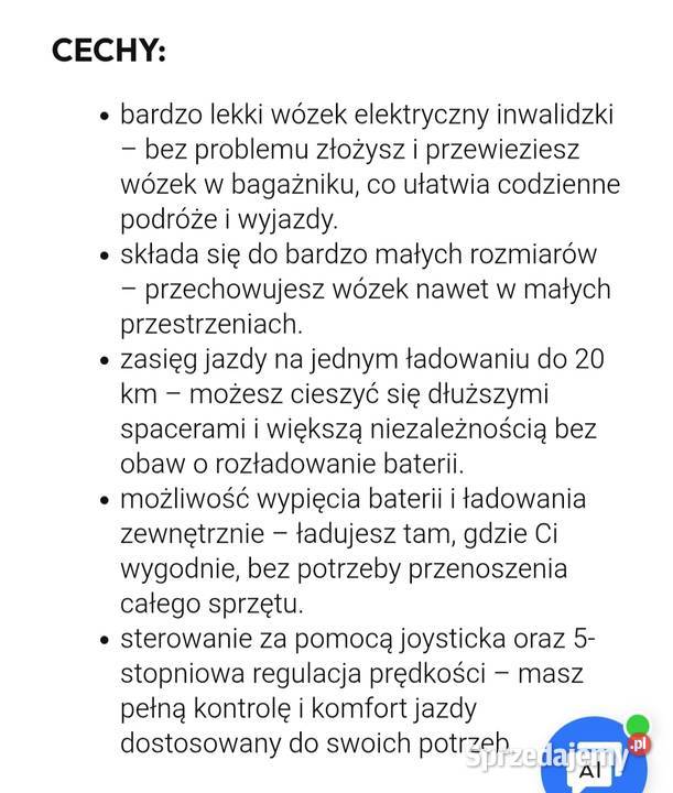 Elektryczny wózek inwalidzki Nowy Sport i Wypoczynek
