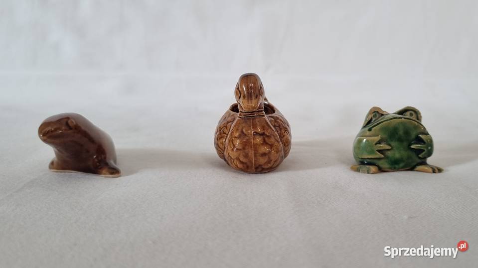 Ceramiczne figurki gęś foka żaba szkliwione Warszawa