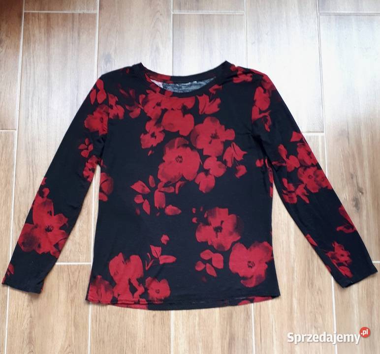 Bluzka XS 34 czarna czerwone kwiaty Reserved Rozmiar 34(XS) Warszawa sprzedam