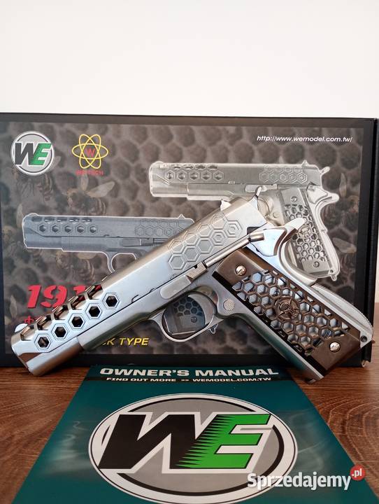 Replika ASG WE Tech 1911 HexCutter Silver Sporty strzeleckie i myślistwo Żywiec