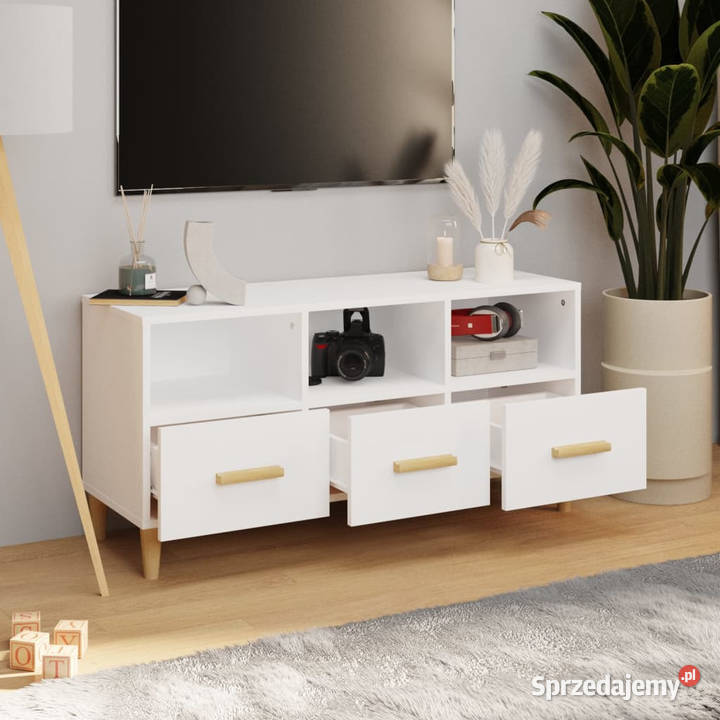 Szafka pod TV biała wysoki połysk 102x36x50 mazowieckie Warszawa