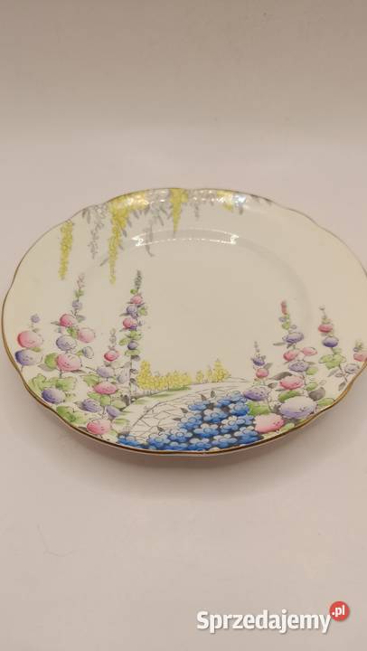 Talerz deserowy vintage porcelana kostna Foley Zamość