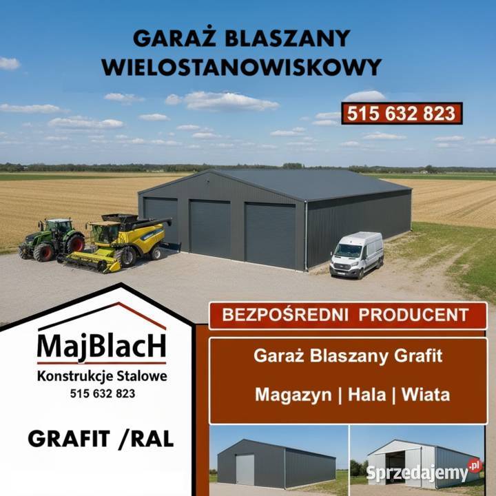 Duży Garaż Blaszany Dwuspadowy Duża Hala Magazyn blacha Środa Śląska