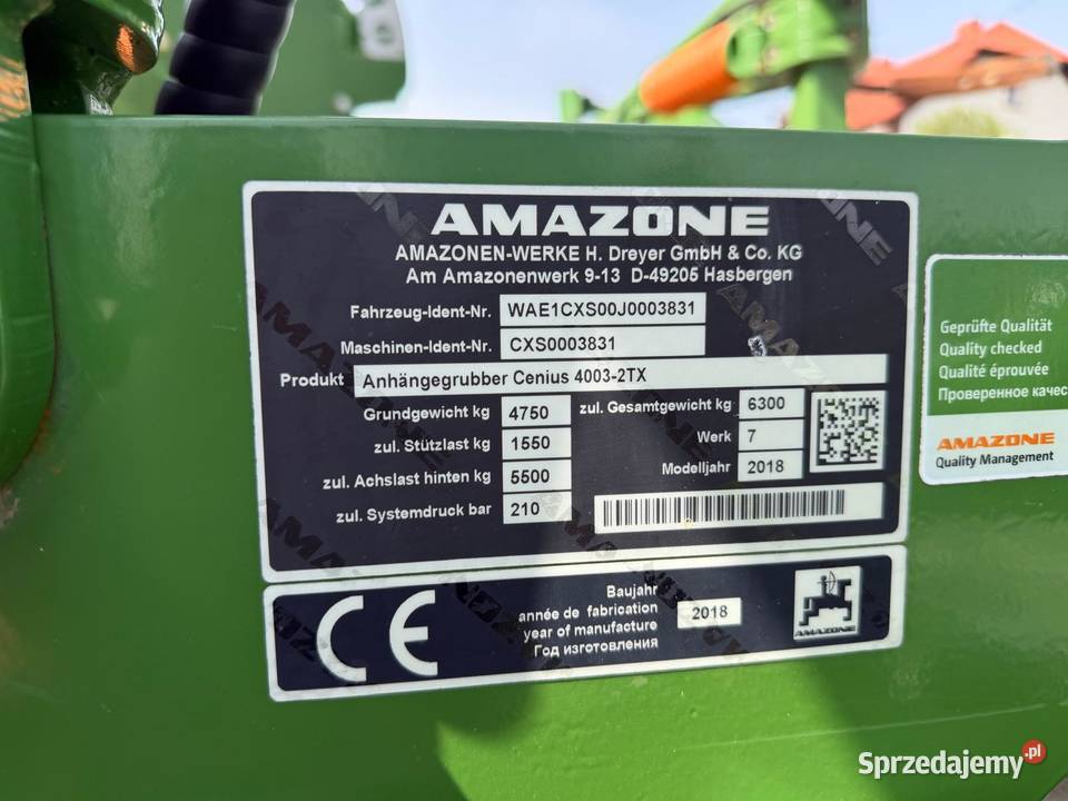 Agregat Bezorkowy Uprawowy AMAZONE CENIUS nieuszkodzony Nowa Ruda