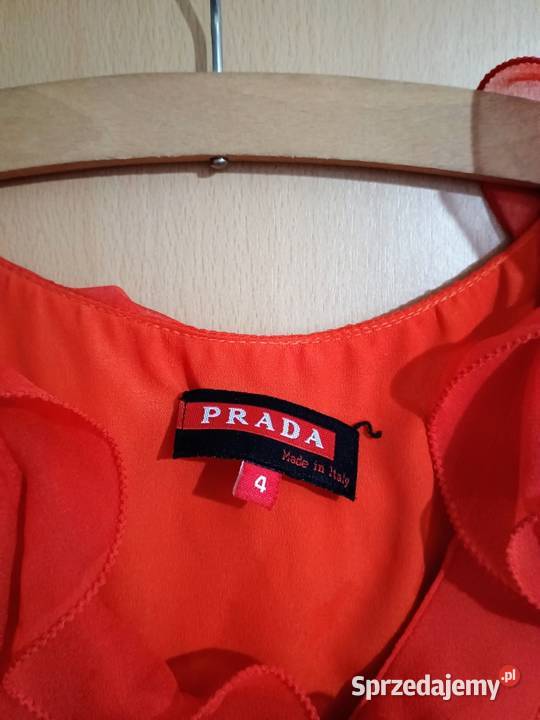 jedwabna sukienka z falbanami PRADA pomarańczowy wielkopolskie Poznań