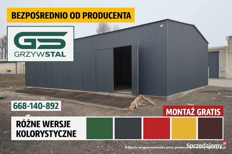 GARAŻ BLASZANY Grafitowy Magazyn Hala GRZYWSTAL Polkowice sprzedam