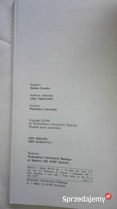 Między realizmem a utopią Red JŚwieca NOWA STAN Rok wydania 1998 Katowice