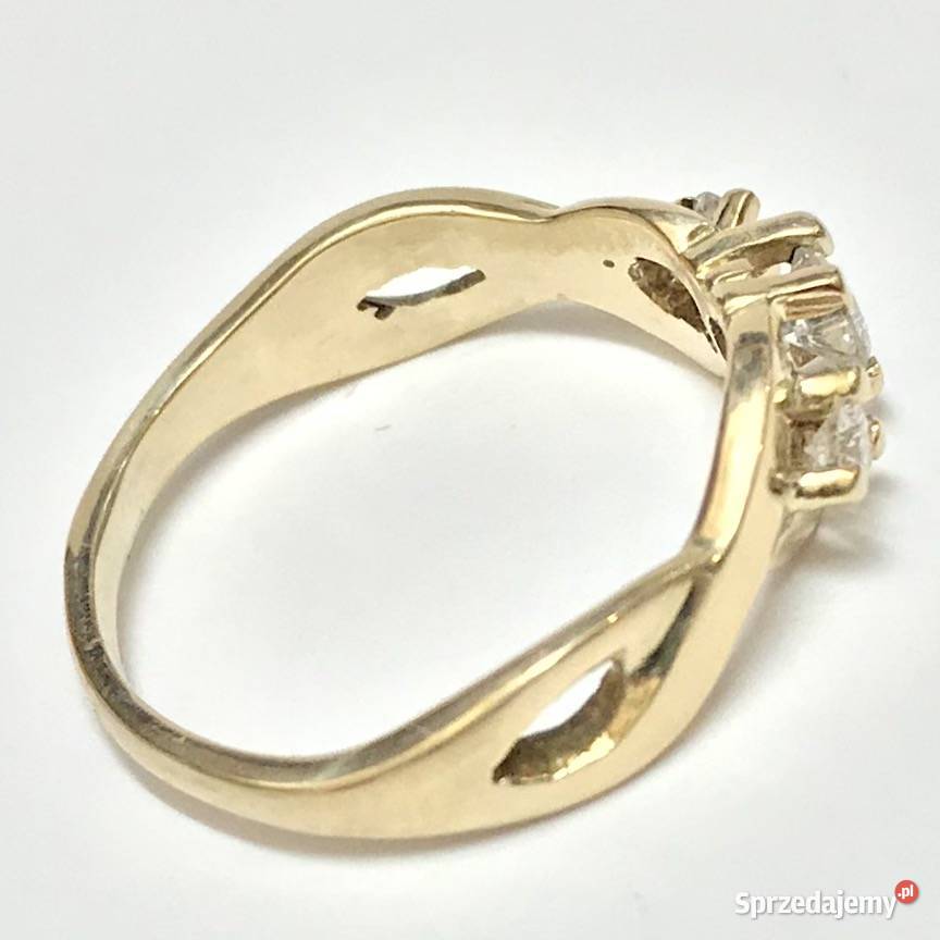 Złoty PIERŚCIONEK 585 14K DIAMENTY 025ct CUD r12 Warszawa