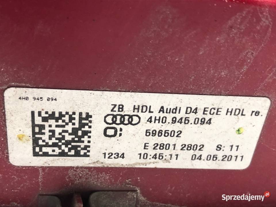 LAMPA TYŁ PRAWA WEWNĘTRZNA AUDI A8 D4 4H0945094 podkarpackie sprzedam