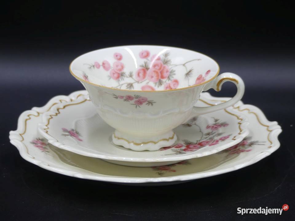 Komplet śniadaniowy Sorau Żary Mimozy Mimose Porcelana i szkło Poznań