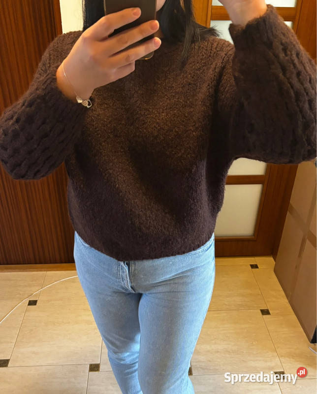 Sweter damski z grubym splotem gorzka czekolada Rozmiar uniwersalny Odzież damska Szczecin